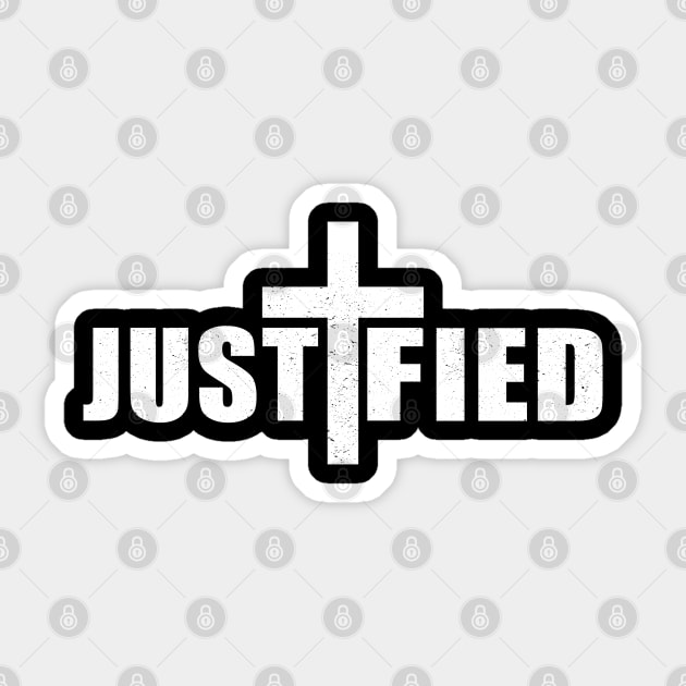 Justified Jesus Cross Christian Faith Sticker by Sleazoid